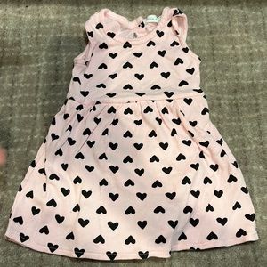 Pink little mush dress with black hearts 12month